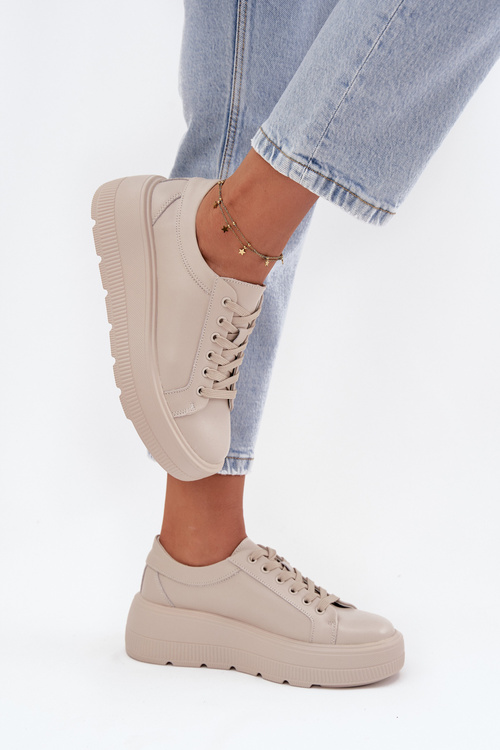 Kožené tenisky na masivní platformě béžové Sylvessa