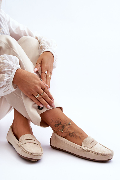 Ženské semišové lenvie béžové mokasíny