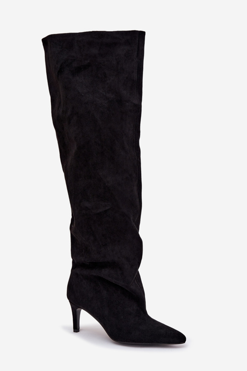 Dámske čižmy na podpätku na nôžku čierne Mavilla