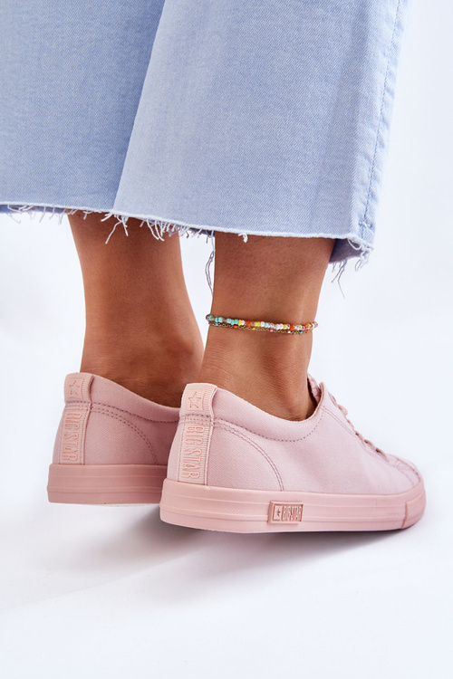 Dámska hladká nízka veľká hviezda LL274059 Ružové tenisky