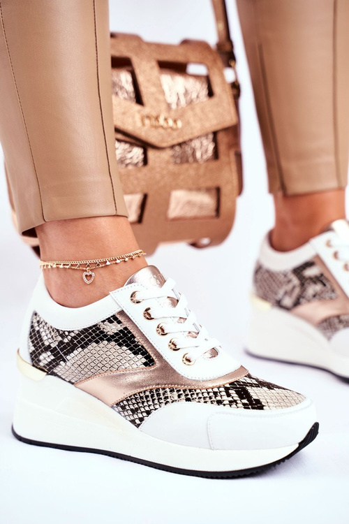 Kožené Klínové Sportovní Obuv Sneakers GOE GG2N3045 Bilé