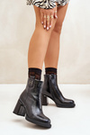 Hadí dámské botky na podpatku z přírodní kůže černé Vinceza 66670