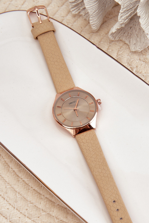 Dámské hodinky na eko kůži v béžové barvě Ernest E62013L