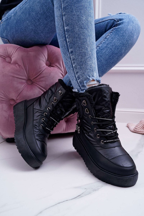 Dámské Sněhule Zateplené Kožešinou Černé Fahrenheit