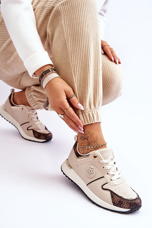 Módne kožené športové topánky Beige-Brown Rachel