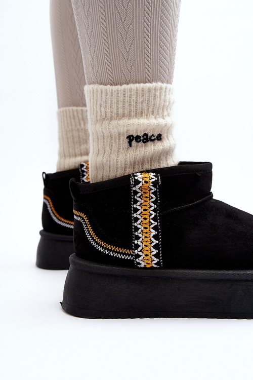 Topánky Na Platforme S Vzorom Čierne Udra