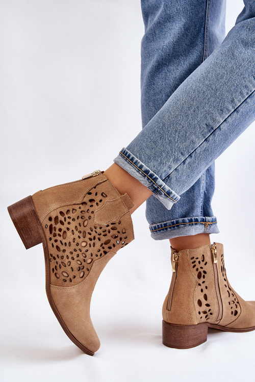 Dámské prolamované boty Lewski Shoes 2909 Tmavě béžová