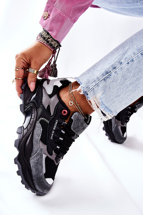 Dámske športové topánky krížové džínsy čierna šedá II2R4019C