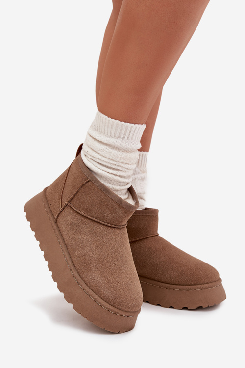 Dámské Sněhule Na Platformě Zateplené Kožíškem Khaki Vesirae