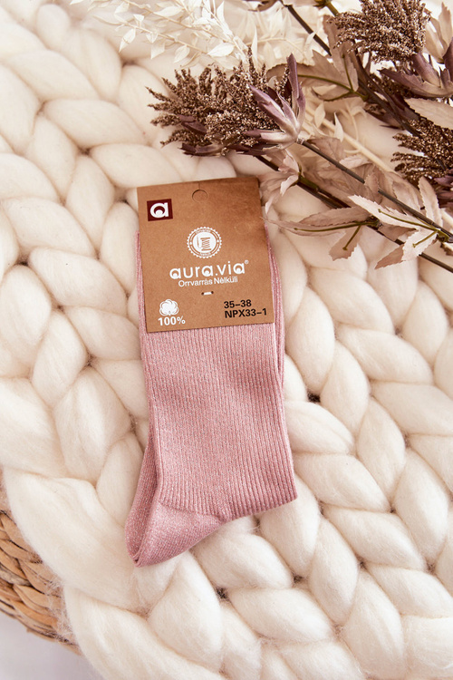 Dámské Ponožky s lesklou nití růžovou