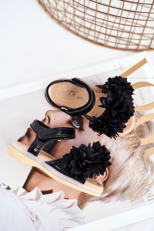 Dětské Sandály se Suchým Zipem Zářící Černé Milena