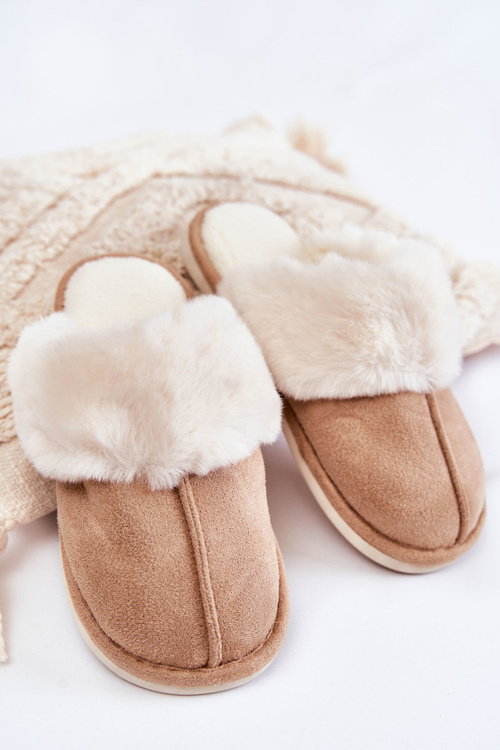 Dámské hladké pantofle s kožíškem béžove Morisea