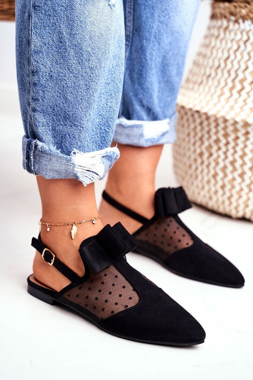 Lu Boo Dámske baleríny Black Domino Bows