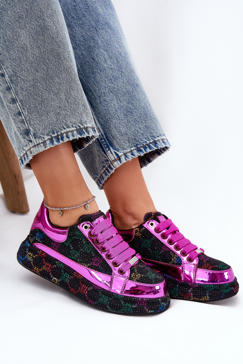 Dámske Zdobené Tenisky Na Platforme Čierne GOE NN2N4006