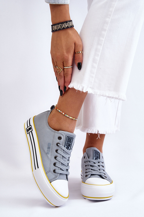 Dámske materiálové tenisky na veľkej hviezde LL274183 Svetlo modrá