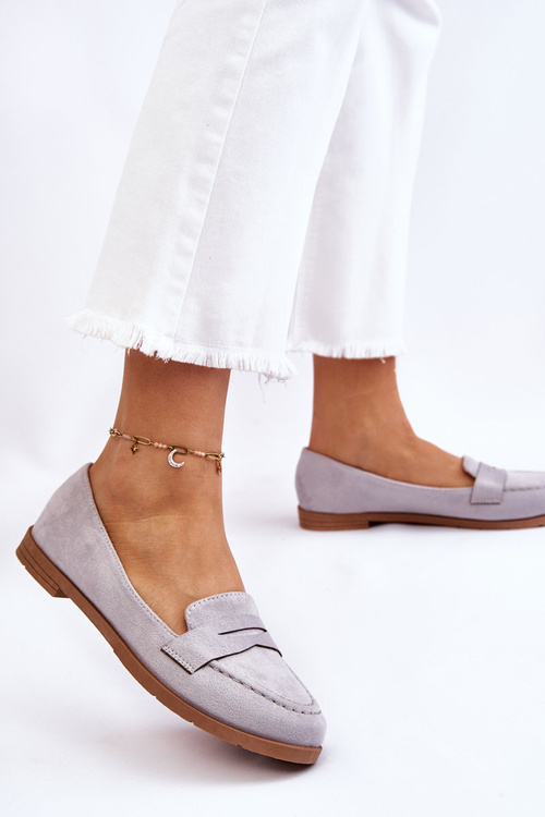 Pohodlné semišové dámske sivé mokasíry Lucca