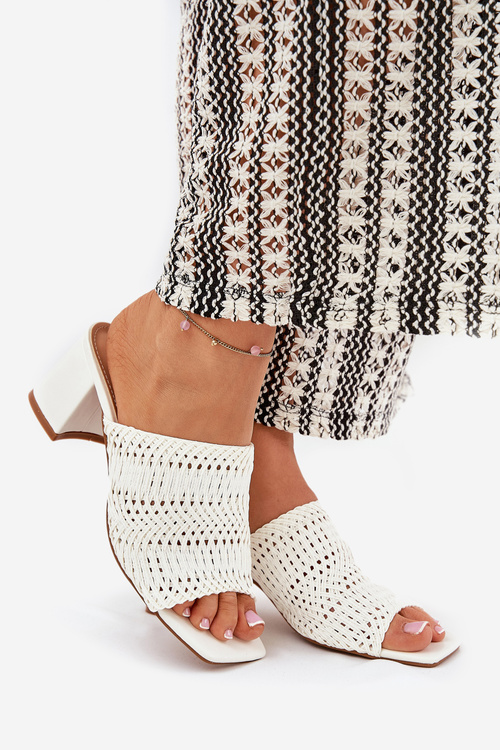 Dámske Šľapky S Pletením Na Opätku Biele Ciariloria