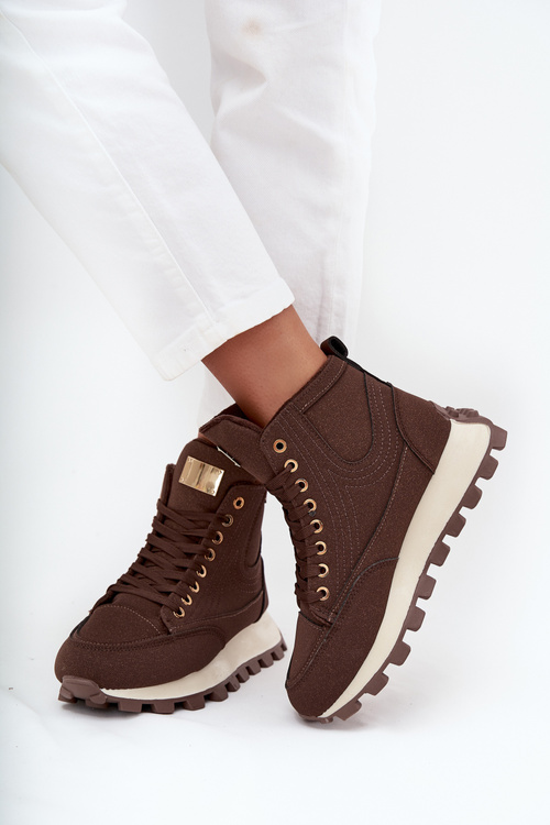 Zateplené dámské trapery na platformě hnědé Marivira