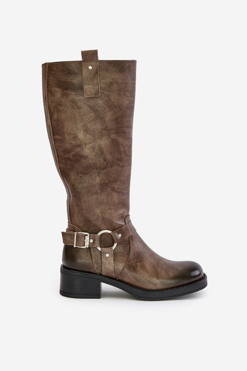 Zazoo 70141 Kožené dámske čižmy nad kolená hnedé