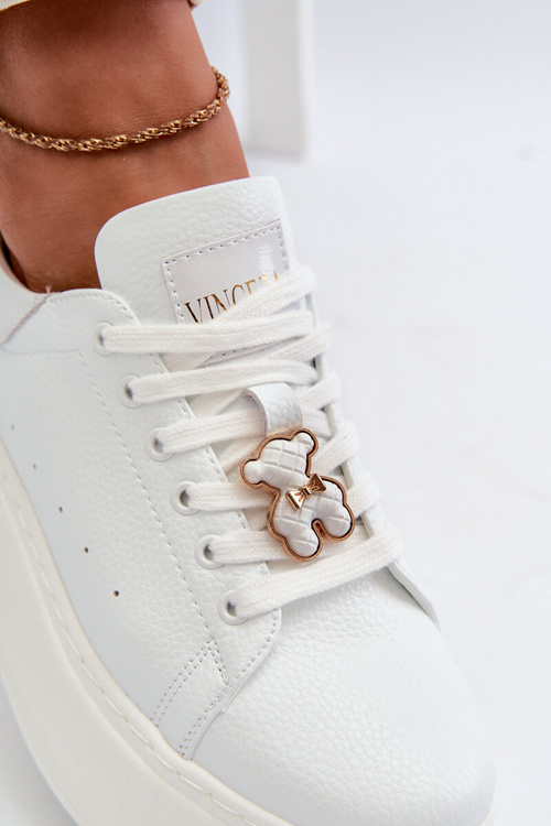 Dámské Kožené Tenisky Na Platformě S Medvídkem Bílé Vinceza 66641