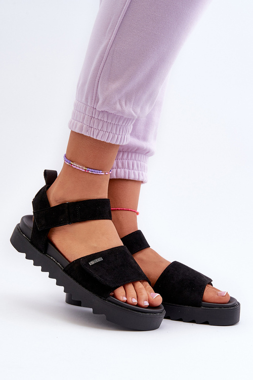 Dámské Semišové Sandály Na Platformě Big Star NN274700 Černé