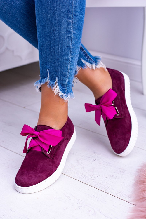 Burgundské kožené tenisky pre dámsku slučku