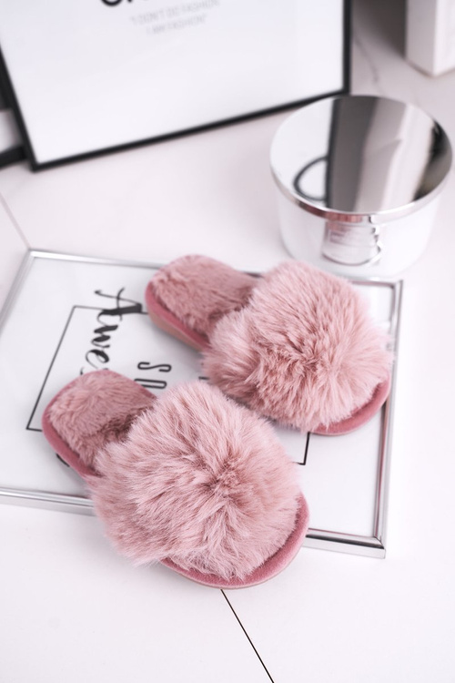 Dětské Pantofle s Kožešinově Práškově Růžové Snow Ball