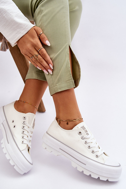 Materiálne tenisky na bielej platforme Big Star LL274150