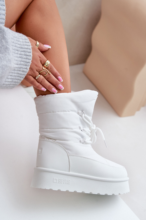 Sněhule na platformě se zipem Big Star OO274886 Bílé
