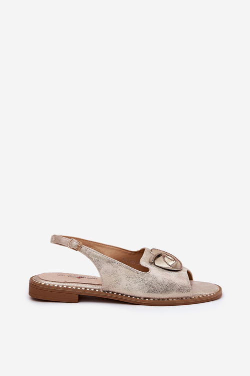 Lesklé dámske sandále s ozdobou S.Barski KV51-006 zlaté