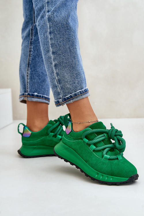 Dámské Velurové Tenisky S Hlavním Šněrováním Artiker 55C0099 Zelené