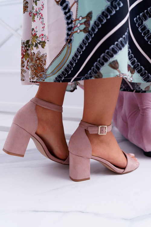Růžové Dámské Sandály Na Patě Semiš NewGenua