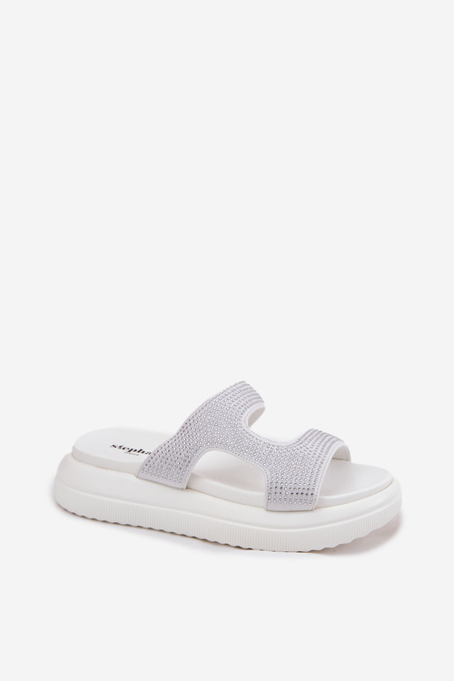 Zdobené Dámské Pantofle Na Platformě Bílé Jestella