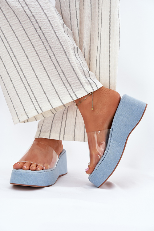 Dámské Pantofle S Průhledným Páskem Na Klínu Jeans Meltiana