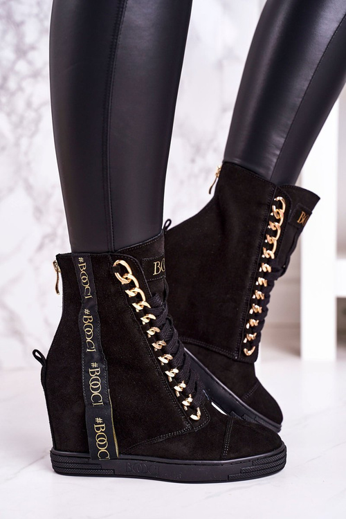 Dámske semišové tenisky so stuhou z Booci 2222/543/z čiernej