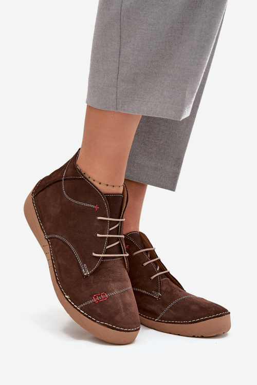 Kožené dámske poltopánky s prešívaním na zips Artiker 57C2117 hnedé