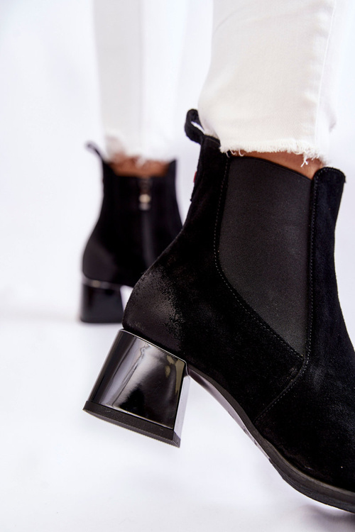 Dámské Semiš kozačky na podpatku Černe Berit