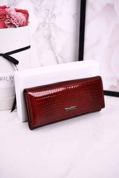 Velká Kožená Dámská Peněženka LORENTI Lakovana Červená