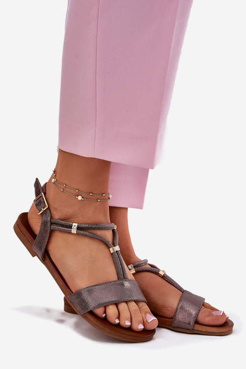 Dámske Ploche Sandále S Pásikmi S.Barski KV51-120 Grafitové