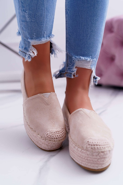 Dámske semišové espadrilly na platforme Beige Varles