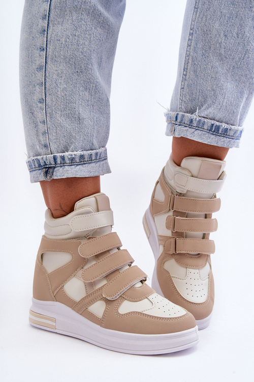 Dámské vysoké sportovní boty s ukrytým koturnem Bežová Inari