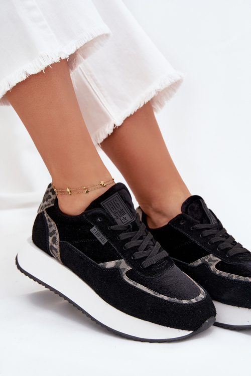 Dámské Zamszové Sneakersy Big Star OO274A312 HI-POLY SYSTEM Černé Panther
