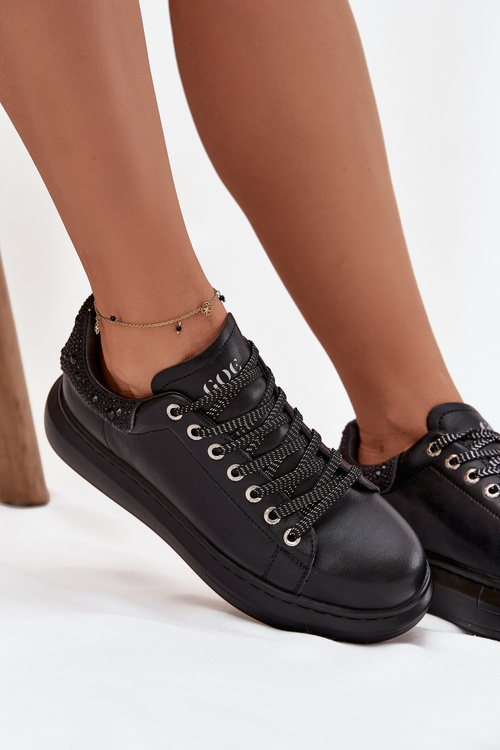 Dámske tenisky z pravej kože GOE OO2N4004 Čierne