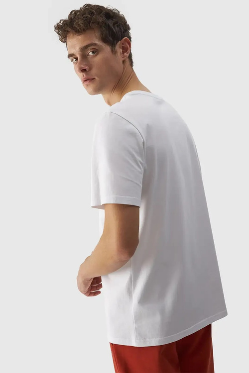 Pánske Hladké Tričko S Logom 4F Biele 4FWMM00TTSHM1843-10S