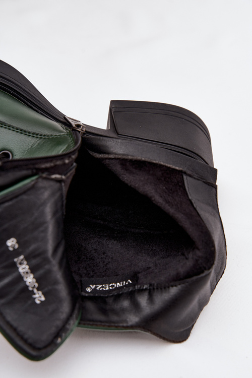 Dámske kožené členkové čižmy na kline Vinceza 39950 Tmavozelená