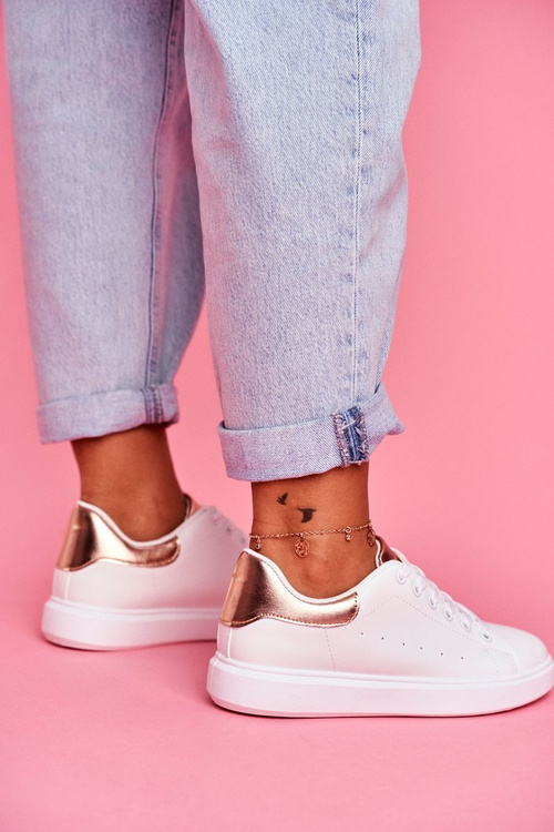 Dámske športové biele topánky s šampanským Milly