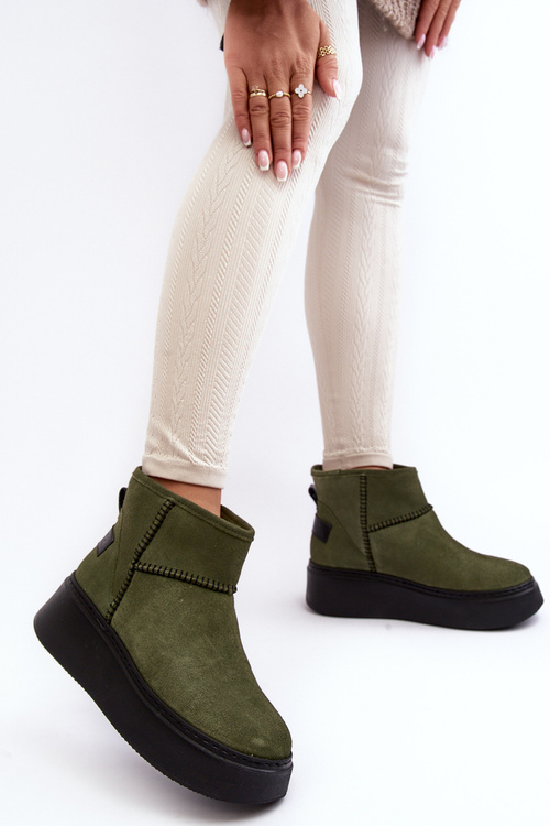 Dámske semišové snehové topánky Maciejka 06257-24 Olive