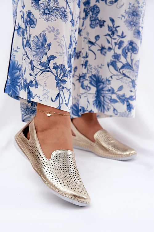 Děrované Baletky Z Přírodní Kůže Artiker 56C2694 Zlaté