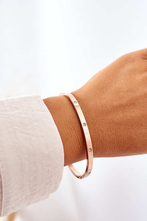 Oceľový náramok s ružovým zlatom zirkónov