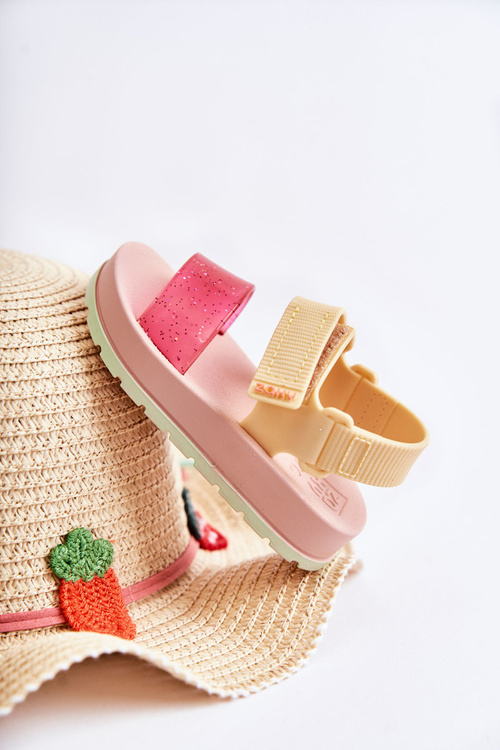 Pohodlné dětské sandály Voňavé ZAXY JJ385028 růžovo-žluté